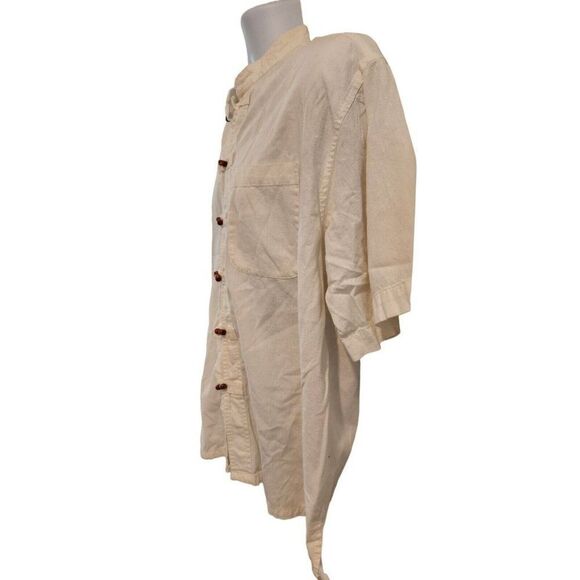 Vintage 80s Quiksilver White Short Sleeve Wooden Barrel Button Up Shirt XL Surf - Picture 4 of 5